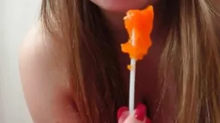 Busty Cowgirl Sucks Chupa Chups - DepravedMinx