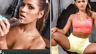 Fitness Rooms Petite Teen Sereyna Gomez takes BBC hardcore fucking cum in mouth blowjob at the gym