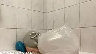 Bhdl - N.v.a. Breathtub 2 -  Latex Gasmask Training With Plastikbag And Cumming