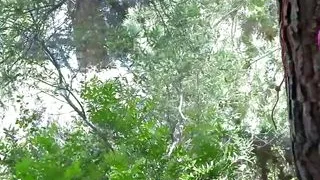 Outdoor shenanigans leave the brunette exhausted and with a