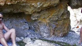 Slim babe loves sucking cock in public whenever she is with