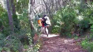 Once the brunette strayed away into the forest they initiate