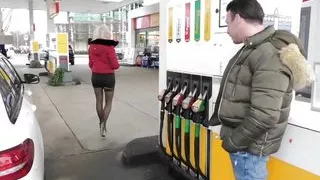 German blonde teen bitch pick up at gas station and fuck
