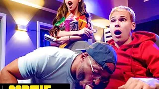 OOPSIE - Petite Spencer Bradley Has PUBLIC BISEXUAL THREESOME With Interracial Guys At The Theatre!