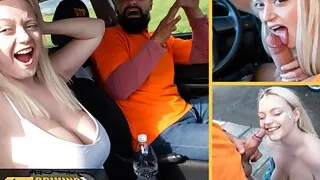 Fake Driving School - Big natural tits blonde hardcore sex and facial after near miss with Fake Taxi