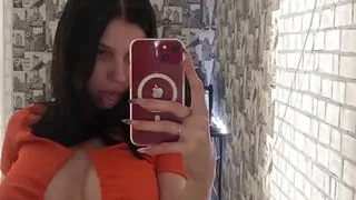 19 year old shows her huge natural tits