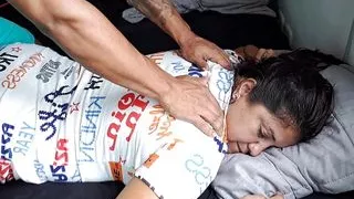 My stepmother makes me very horny, she masturbates my cock with her feet