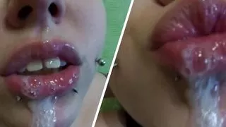 Before Christmas, the snigurochka makes a blowjob to her Santa Claus and swallows sperm