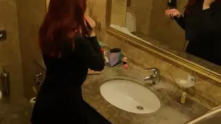 An important meeting had to be postponed. Teens having fun in the bathroom