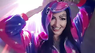 Dominatrix Nika in unicorn pajamas will tell and show you on her horn how you will jerk off today. Handjob instruction.