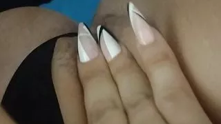 Pov fingering my unshaven pussy