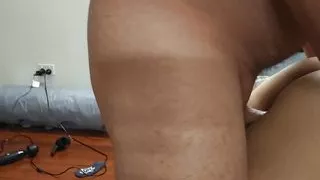 Step daddy bending me over the bed and fucking me from behind, then me riding his cock