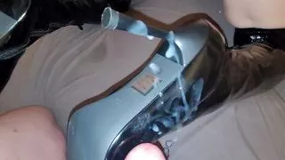 my very first footjob in my sexy boots...come spray on my shoes