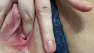 The whore's wife jerks off her cunt while her husband is at work