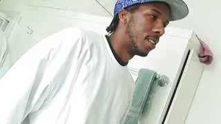 Addicted to cumming, ebony milf gets in the shower with her