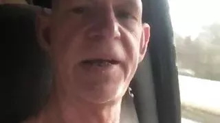 Driving naked with penis plug in