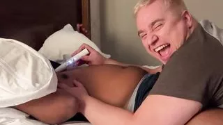 Black amateur endures tickling torment by chubby dude Matt