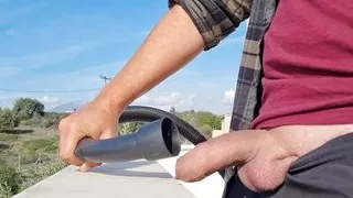 When my girlfriend doesn't want to suck me the vacuum cleaner does a great job for a pulsating creampie cumshot