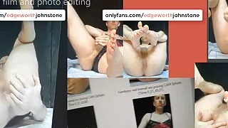 EDGEWORTH JOHNSTONE Red toenails of man. Toe fetish of gay male with big feet