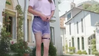 Ich bin ein heißer Schwuler, der auf der Straße im Schulmädchenrock tagsüber in der Öffentlichkeit masturbiert und Sperma gibt und die Leute sehen mich