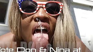 Nina Rivera makes me cum before I fuck her outside