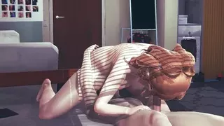 Hentai 3D Uncensored - Emily sucking 2 dicks and 69