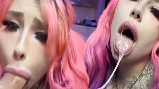 STEPSISTER took cum in her mout I'M ALL IN HER SALOVIES