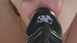 Sucking my dildo