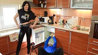 Caught! With The Craftsman! And Cuckold Man Suck The Cum From My Leather Cunt