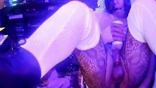 CD Slut gets fucked by Double Dildo