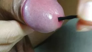 First time Sound my cock with urethra sounding toy