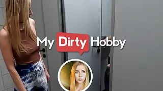 SirenaSweet Needs To Go In The Toilet But Ends Up Getting Her Pussy Fucked By On Old Man - MyDirtyHobby