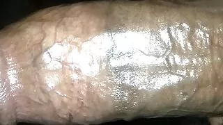 long cock fucking my hand in bathroom,