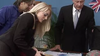 Horny Boss's Having Fun With Three Sluts In The Office