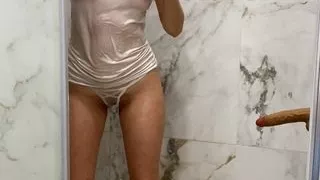 young slut has fun with toys in the shower