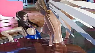 Dva wird von der Futa Barmherzigkeit auf der Poolparty gefickt, wobei ihr öliger Körper vom Poolwasser gut durchnässt wird