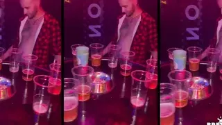 Public gangbang fuck and blow job orgy in gay bar
