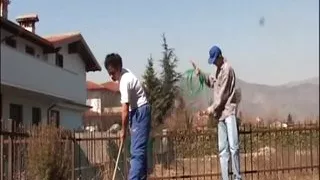 Two young workers fuck the granny!