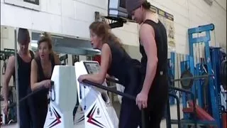The granny gives Blowjobs in the bathroom of the gym!