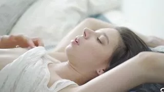 Shy girl with nipple piercing has her first time in front of the camera