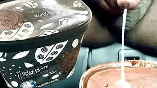 Black Man Jerking Off Black Cock & Shooting Big Cum Loads In Ice Cream (Daddy Bear Cumming & Moaning) Dirty Talking Guy