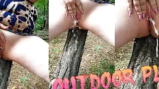 Masturbation together with pissing in the park
