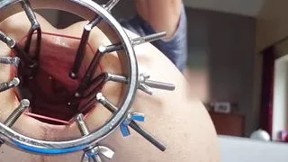 Deep view into my wide open, maximal spreaded asshole