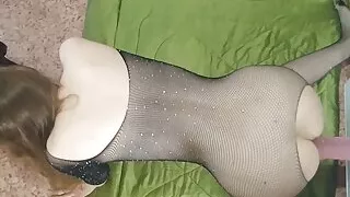 Double penetration for the beauty of the wife. Sloppy blowjob and dripping creampie