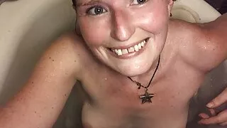 Hot step-mom masturbating with a vibrator in the bath and the orgasmic aftermath