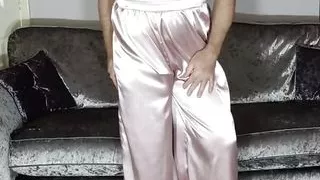Sexy crossdresser in hot satin jumpsuit