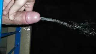 Peeing from the balcony while it rains. Dick german dick pissing outdoor.