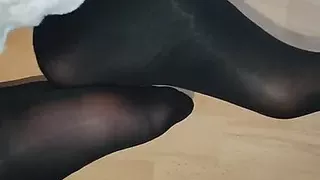 feet rubbing against each other in nylons and also feet in an unusual way