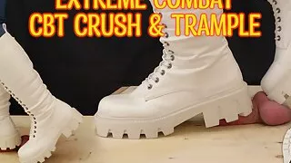 White Combat Boots CBT and Trample - Ballbusting, Cock Crush, Cock Trample, Femdom