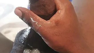 Big black cock Sunday morning cumshot
